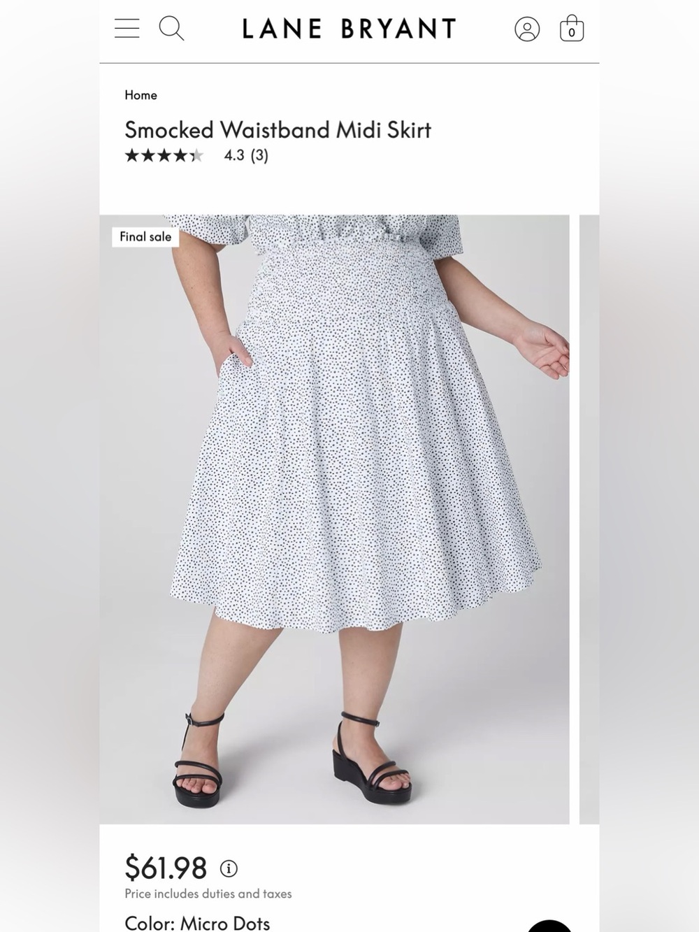 Lane Bryant White Polka Dot Circle Skirt